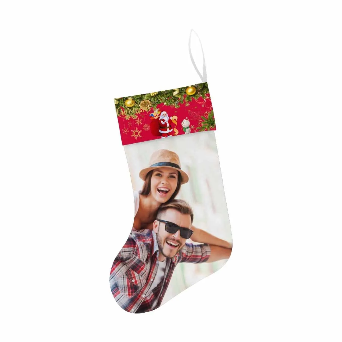 17.52in(L) Super Size-Custom Photo Couple Christmas Stocking