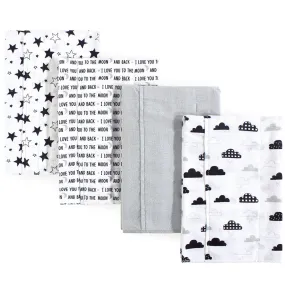 4-Pack Moon and Back Flannel Burp Cloths 56025