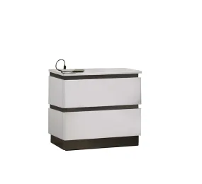 Allister Night Table - White, Gunmetal Grey