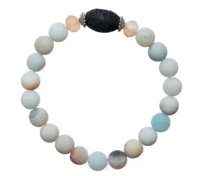 Amazonite & Lava Stone Stretchy Bracelet