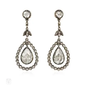 Antique style diamond pendant earrings, Netherlands