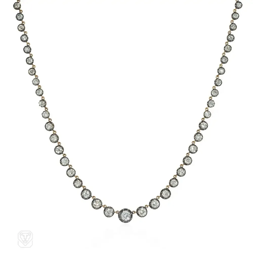 Antique style graduated diamond rivière necklace