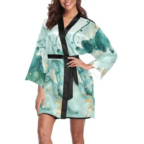 Aqua Long Sleeve Kimono Robe