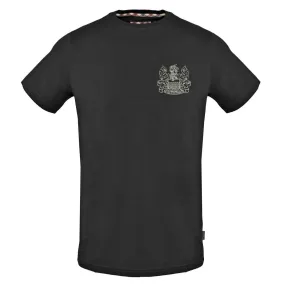 Aquascutum Stitched Aldis Logo Black T Shirt