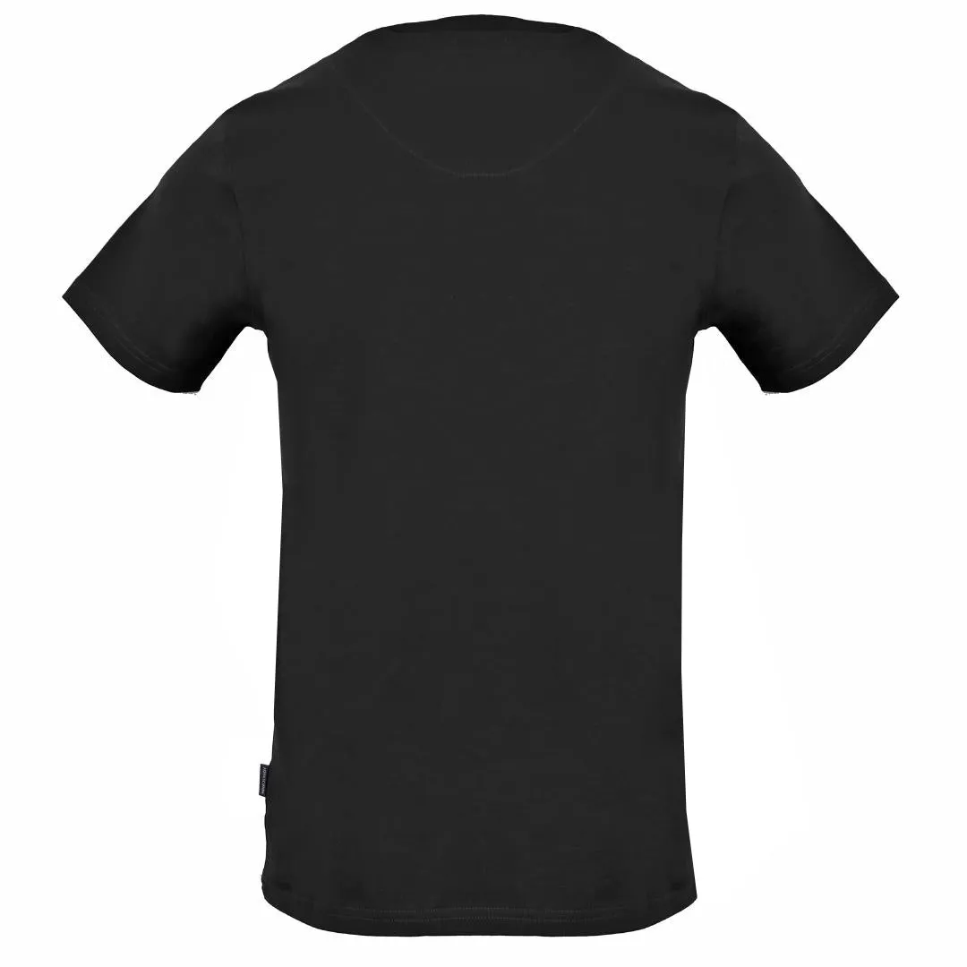 Aquascutum Stitched Aldis Logo Black T Shirt