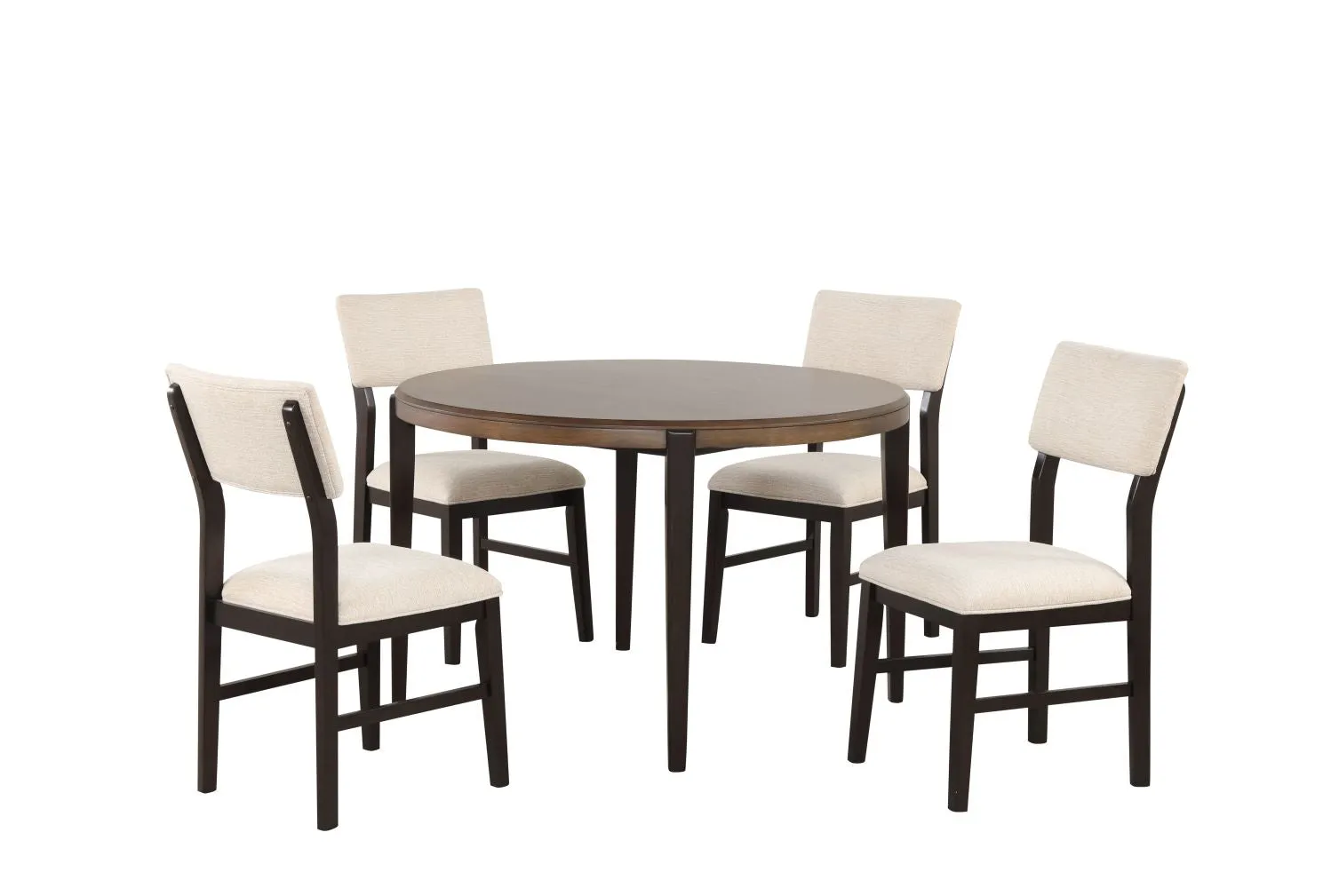 Arabella 5-Piece Round Dining Set with Upholstered Back - Black, Brown