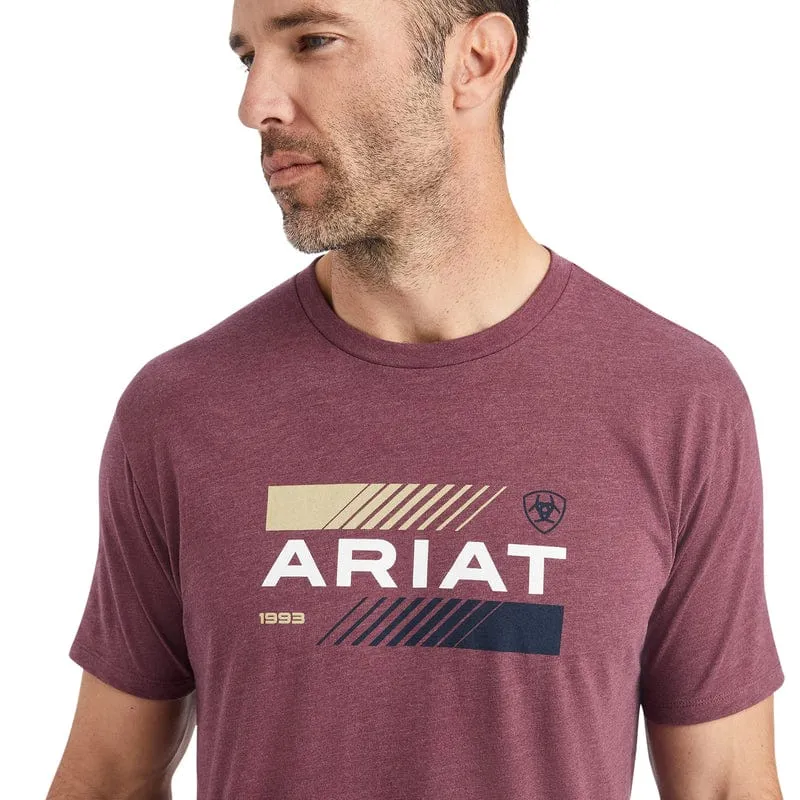 Ariat Men's Octane Stack Burgundy Heather Short Sleeve T-Shirt 10042781