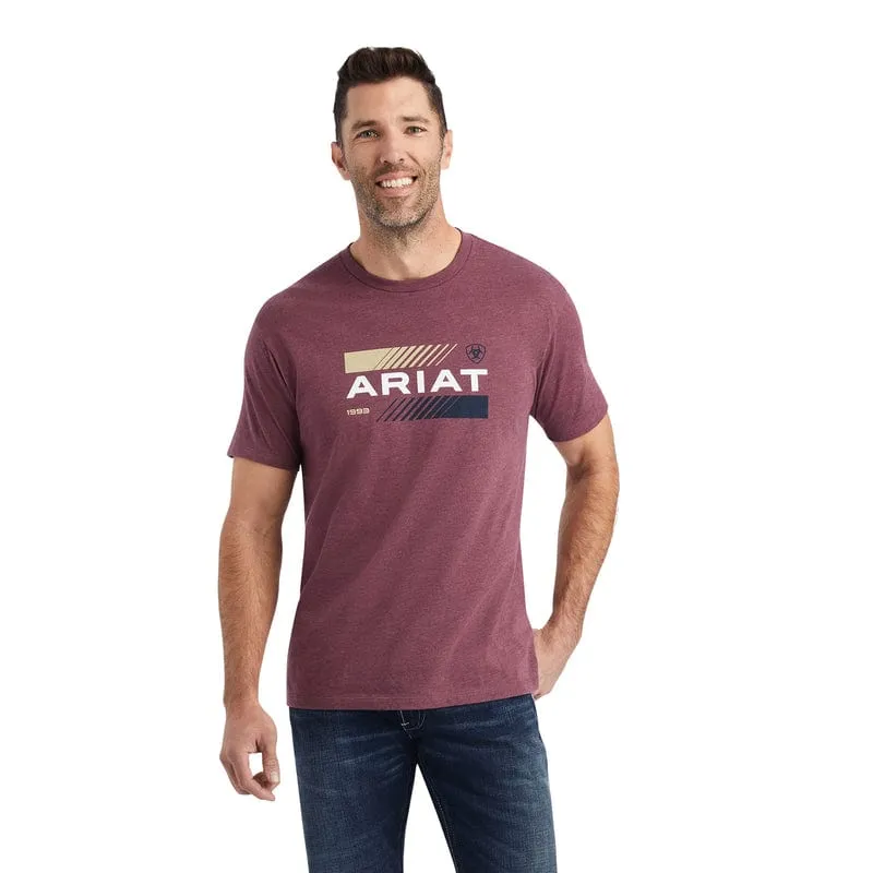 Ariat Men's Octane Stack Burgundy Heather Short Sleeve T-Shirt 10042781