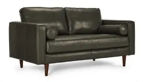 Bari Leather Loveseat - Charcoal