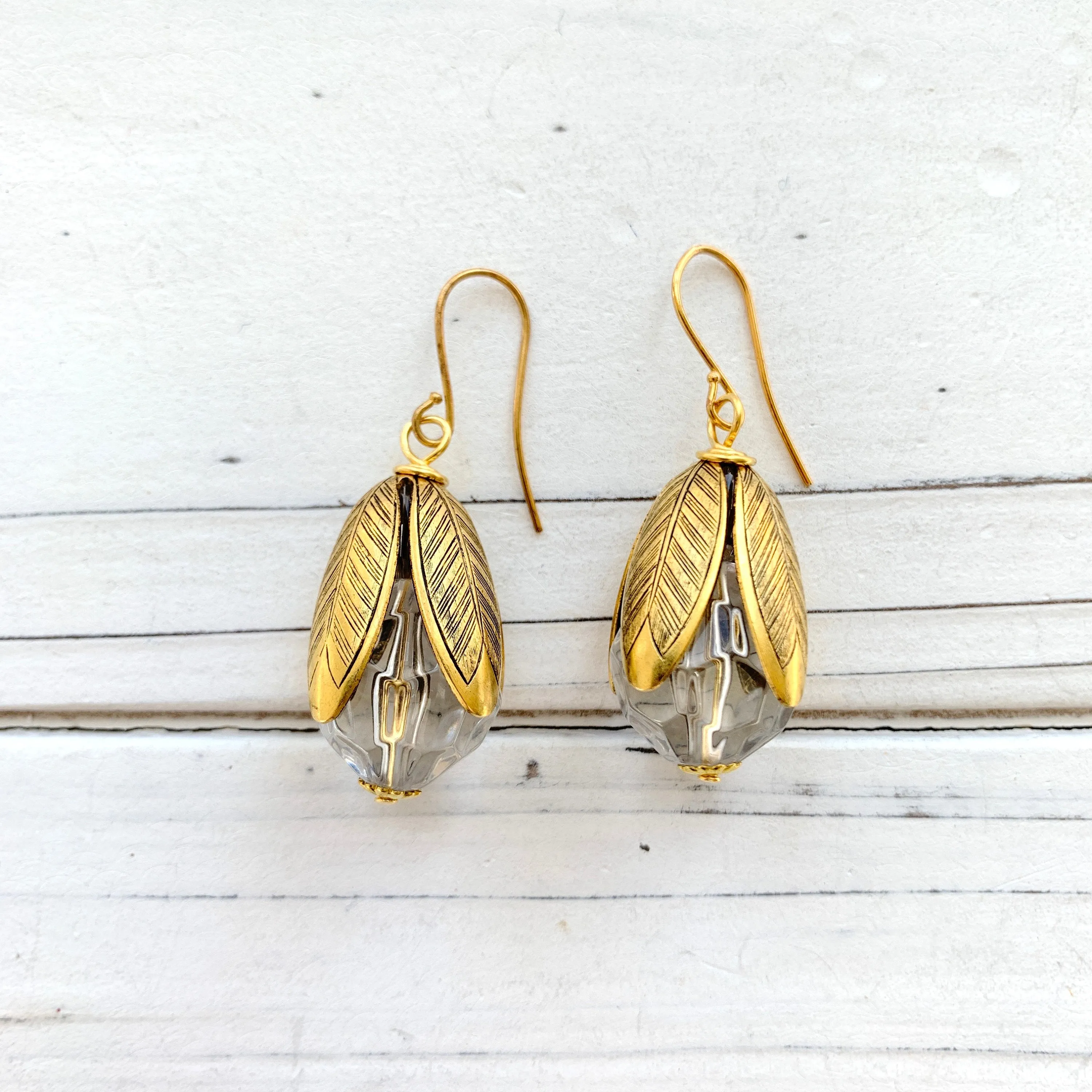 Bead Cap Earring in Lucite