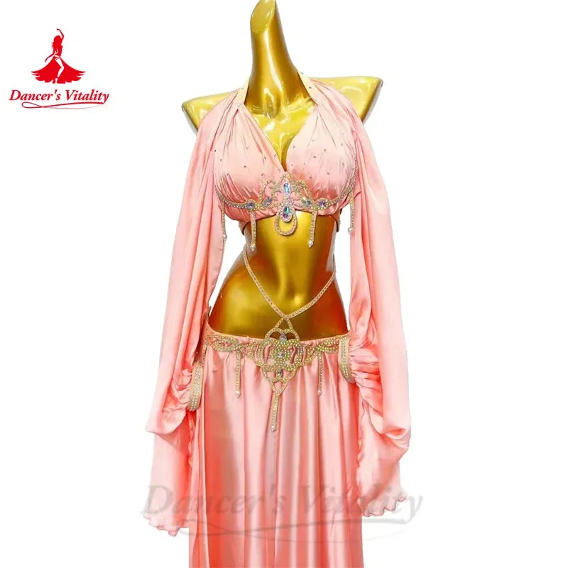 Belly Dance Performance Costume Set for Women Bra satin Split Long Skirt 2pcs Custom Adult Children Oriental Bellydance Outfit