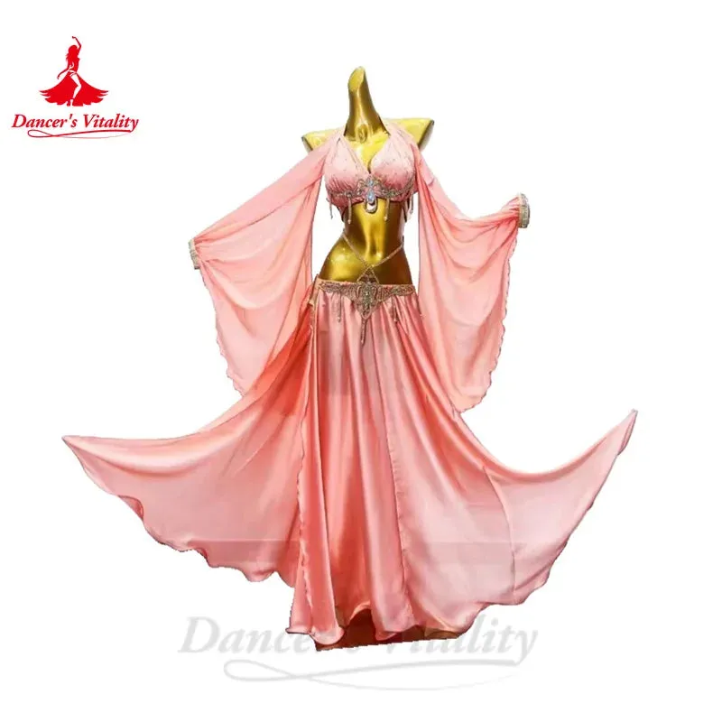 Belly Dance Performance Costume Set for Women Bra satin Split Long Skirt 2pcs Custom Adult Children Oriental Bellydance Outfit