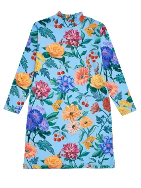 Blue Flower Print Dress