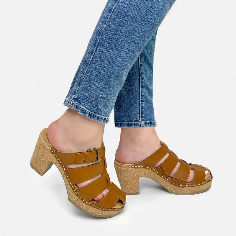 Cally Fisherman Cork Heel in Cognac CLOSEOUTS