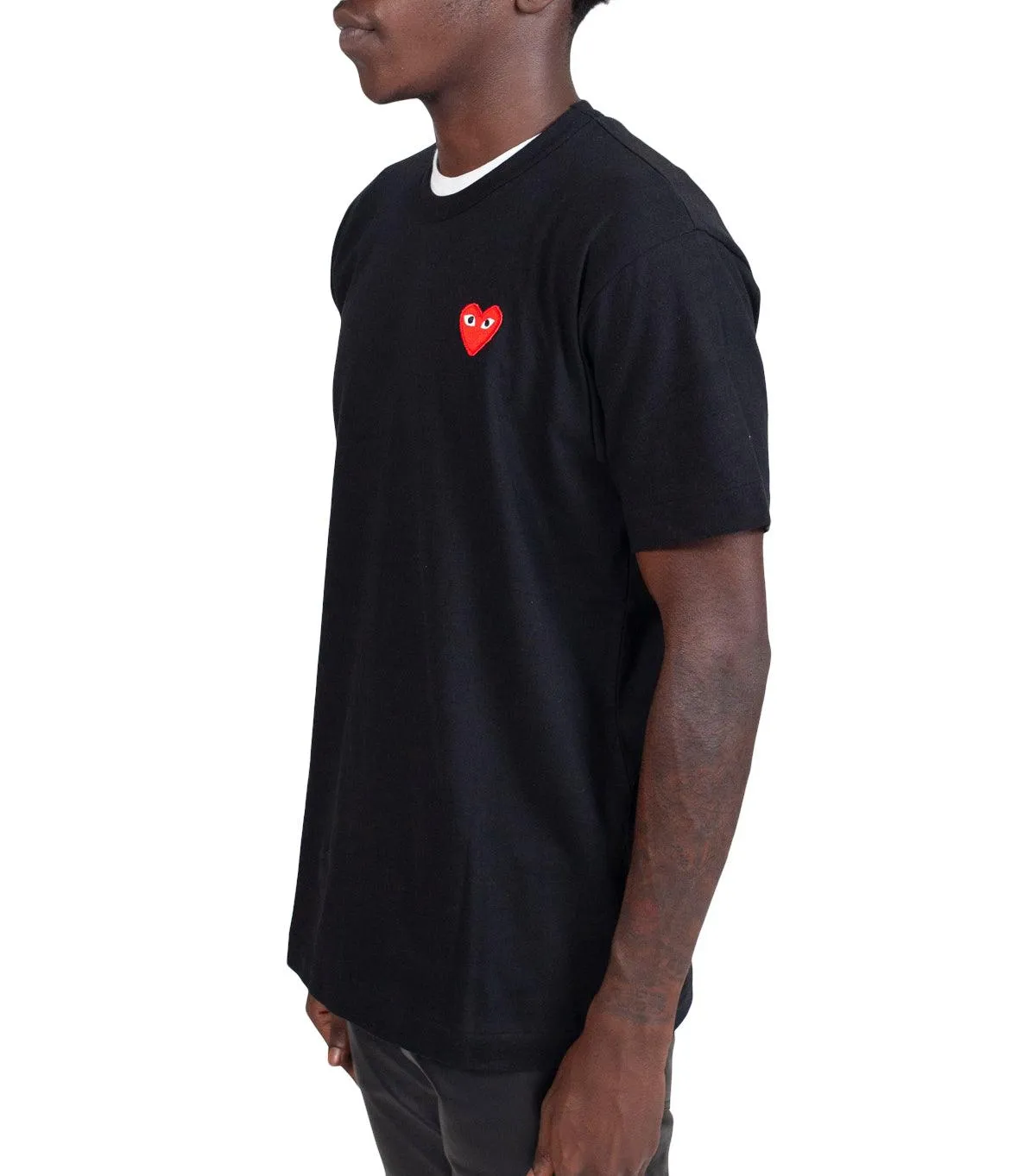 CdG PLAY Single Red Heart T-Shirt Black