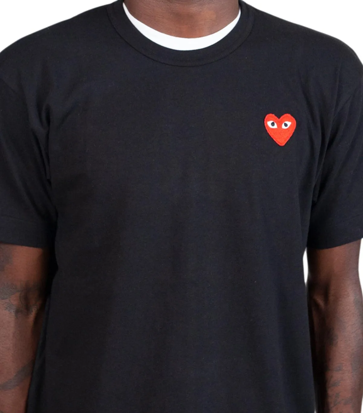 CdG PLAY Single Red Heart T-Shirt Black