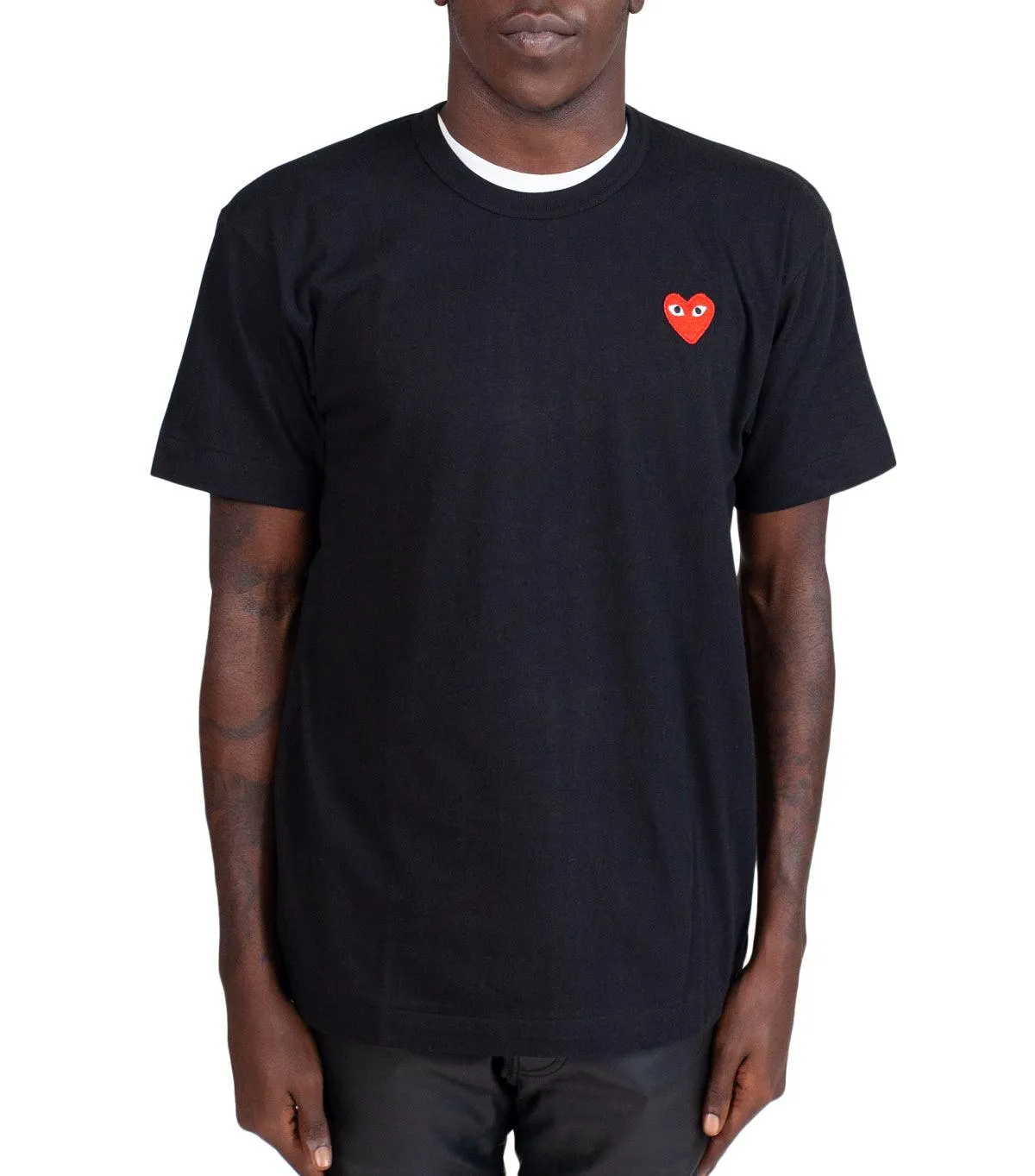 CdG PLAY Single Red Heart T-Shirt Black