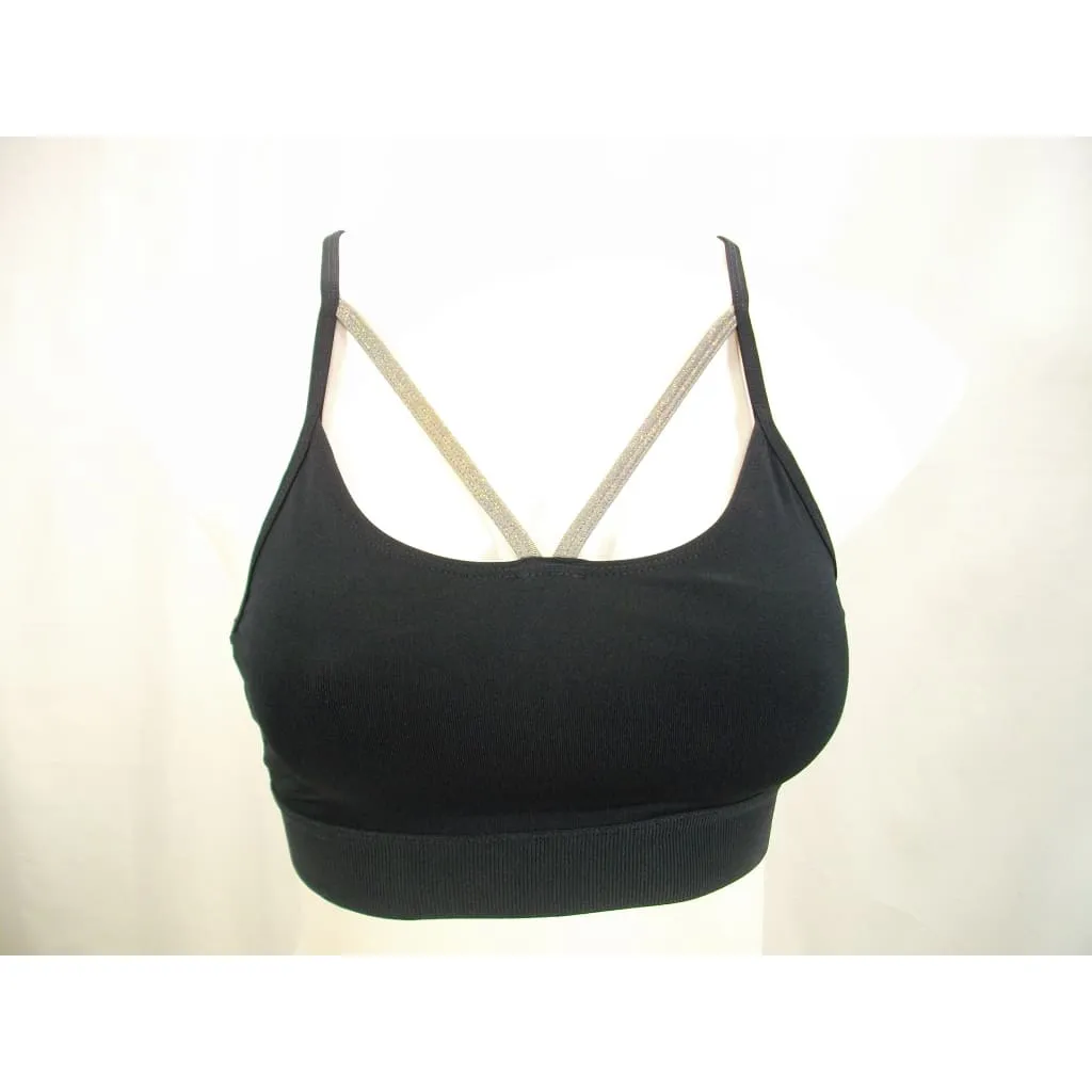 Champion C9 N9537 Strappy Front Wire Free Sports Bra XS X-SMALL Black & Gold NWT