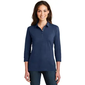 CLOSEOUT - Port Authority Ladies 3/4-Sleeve Meridian Cotton Blend Polo