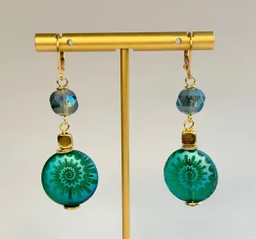 Czech Glass Ammonite Earrings