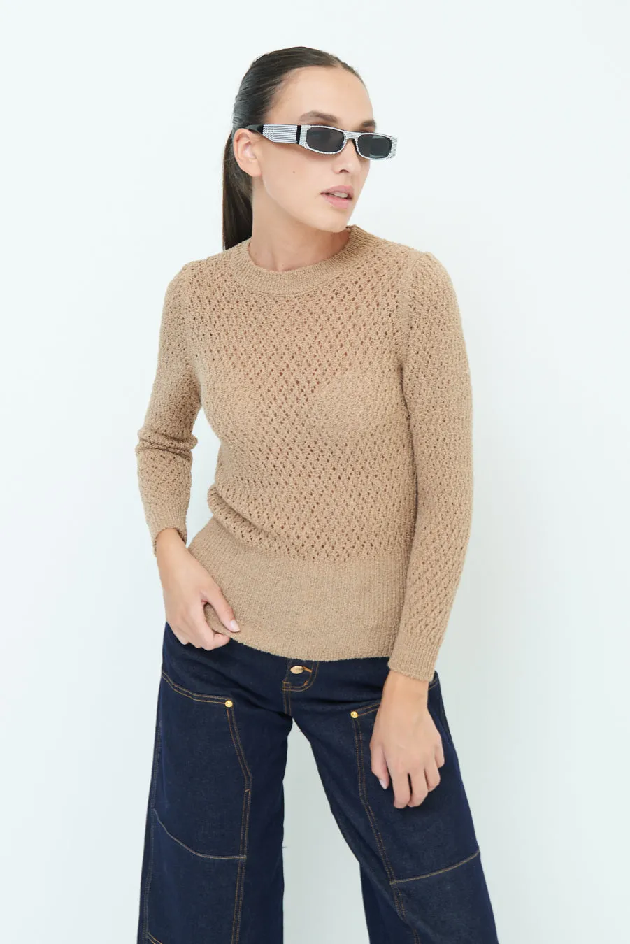 Delicate pointelle knit sweater wholesale