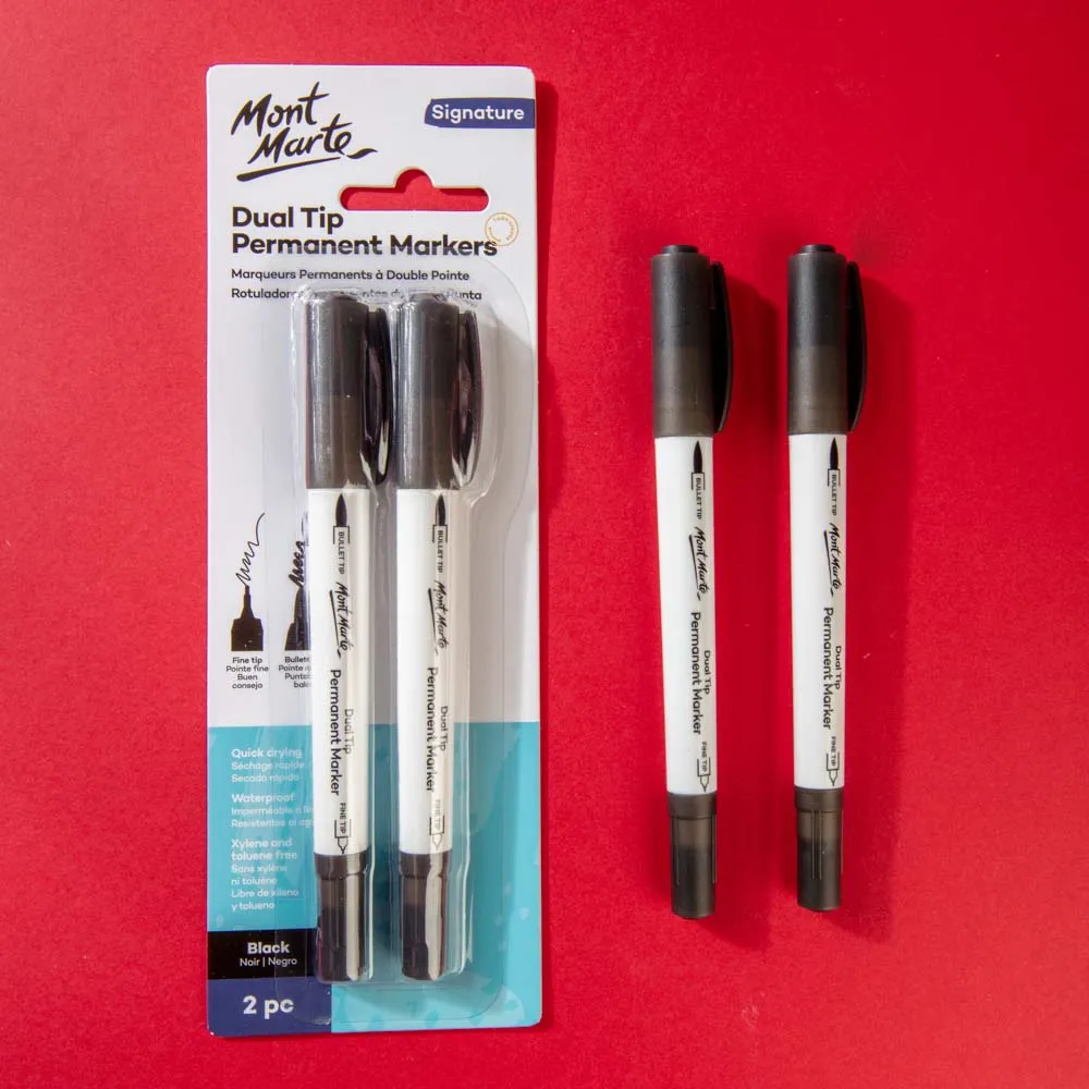 Dual Tip Permanent Markers Signature 2pc - Black