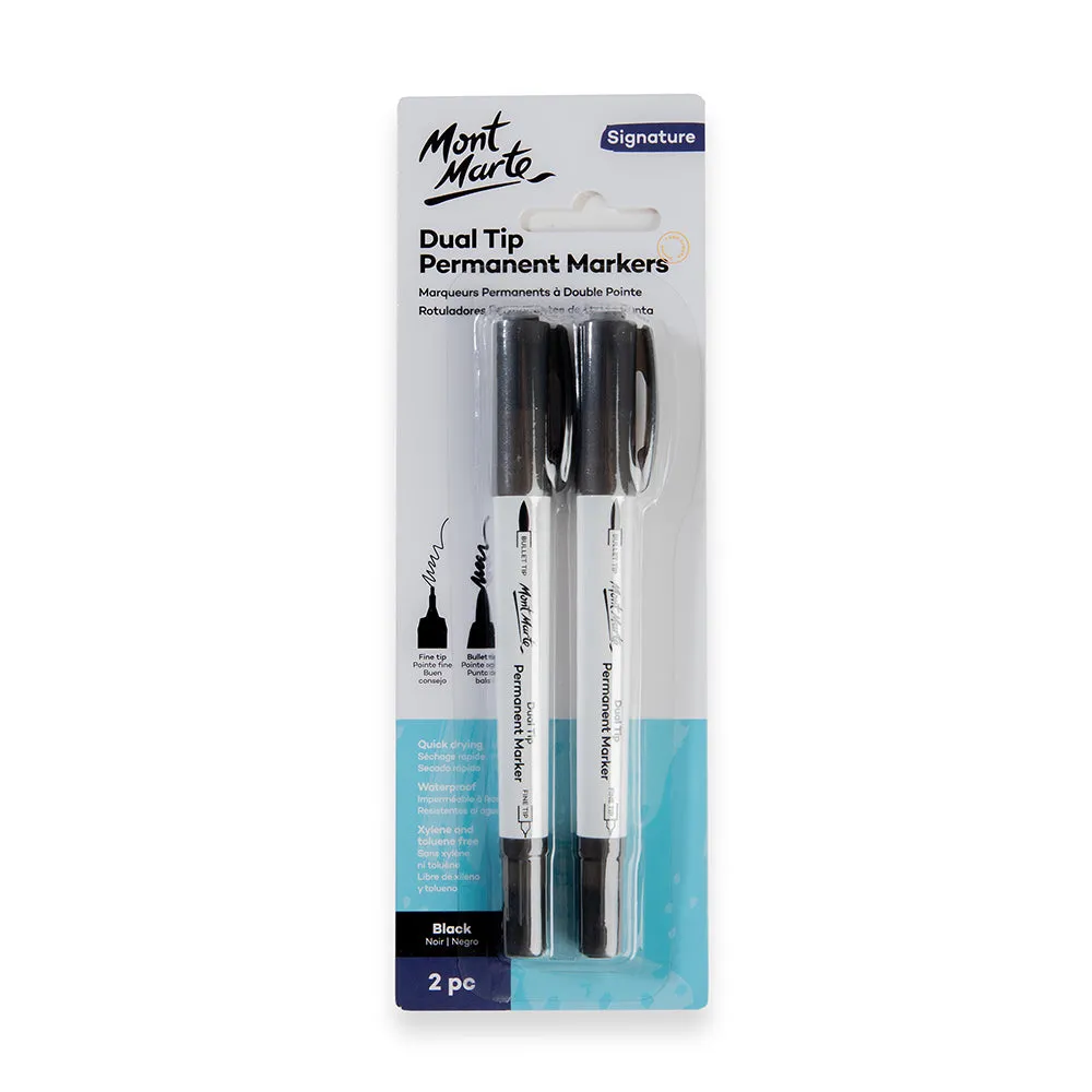 Dual Tip Permanent Markers Signature 2pc - Black