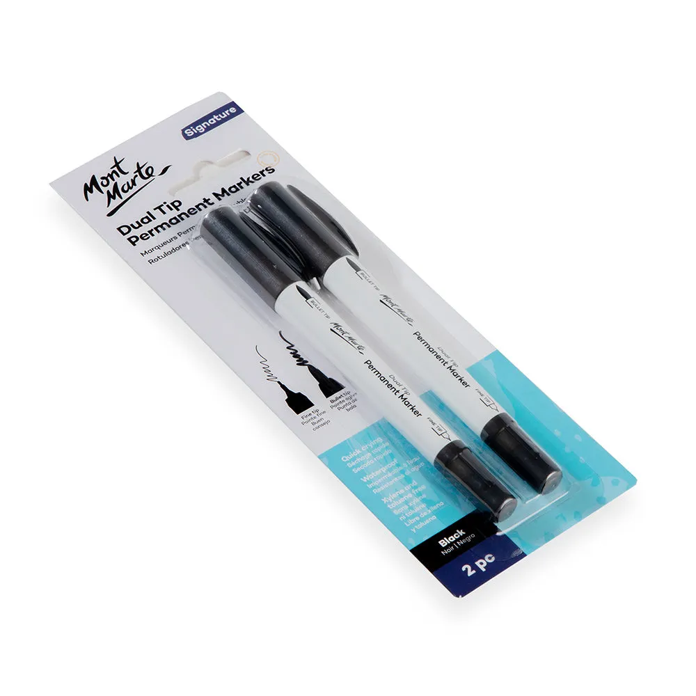 Dual Tip Permanent Markers Signature 2pc - Black