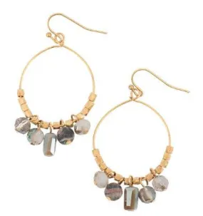 EARRING-GOLD HOOP WITH CRYSTAL DROPS