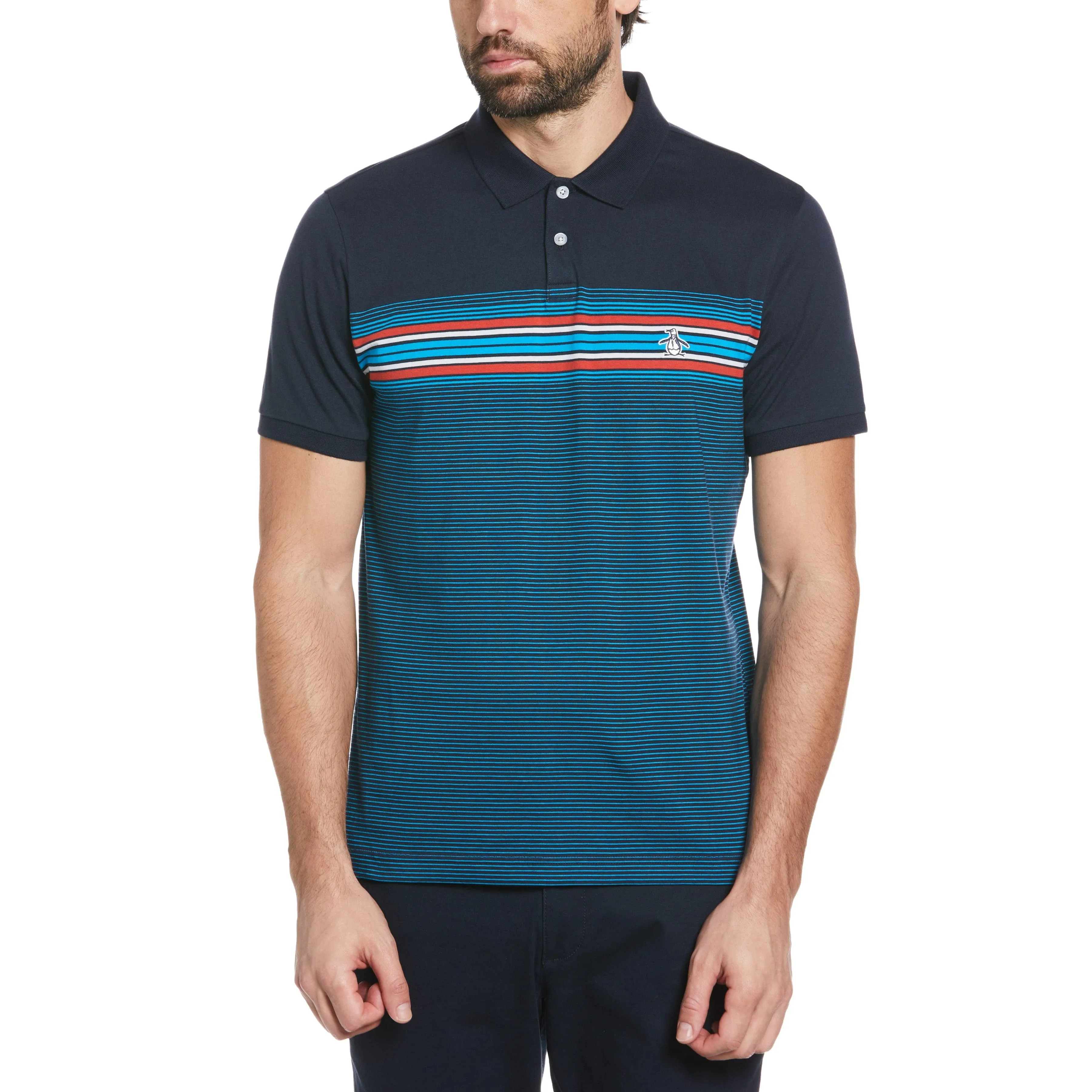 Engineered Stripe Print Polo