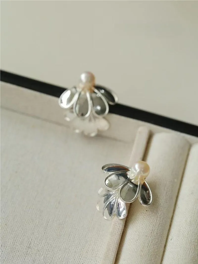 Ethnic Style Double Soma Flowers Pearl Earrings