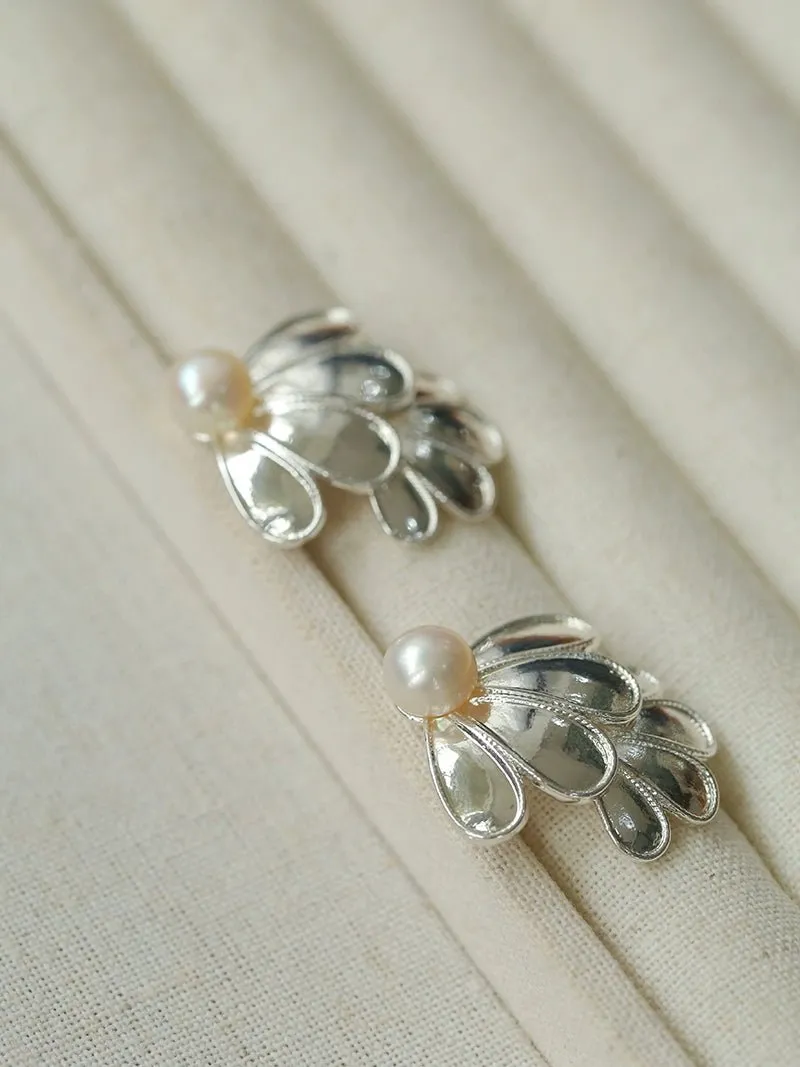 Ethnic Style Double Soma Flowers Pearl Earrings