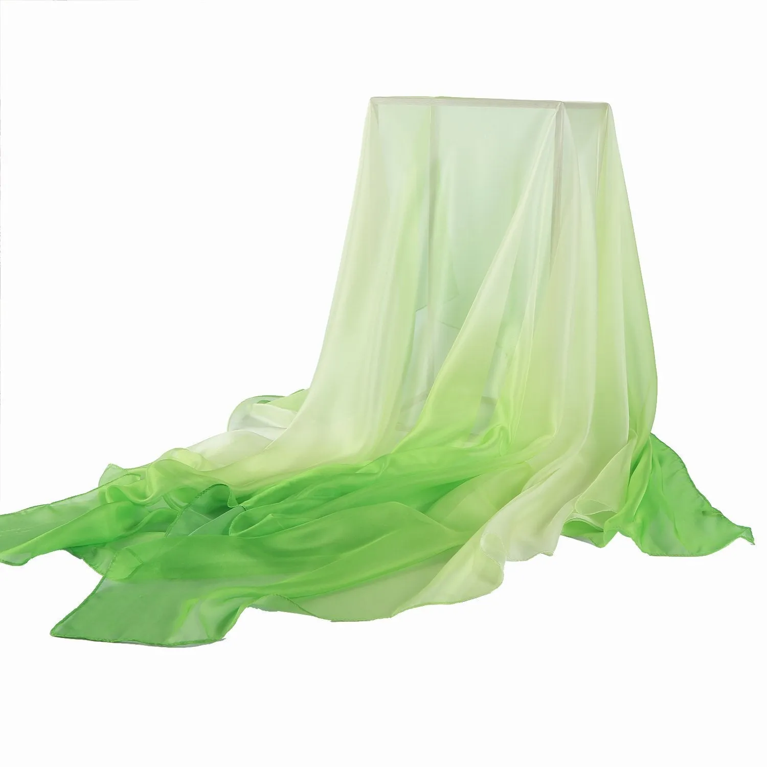 Extra Wide Chiffon Scarf Beach Scarf Gradient Green Color CHD402