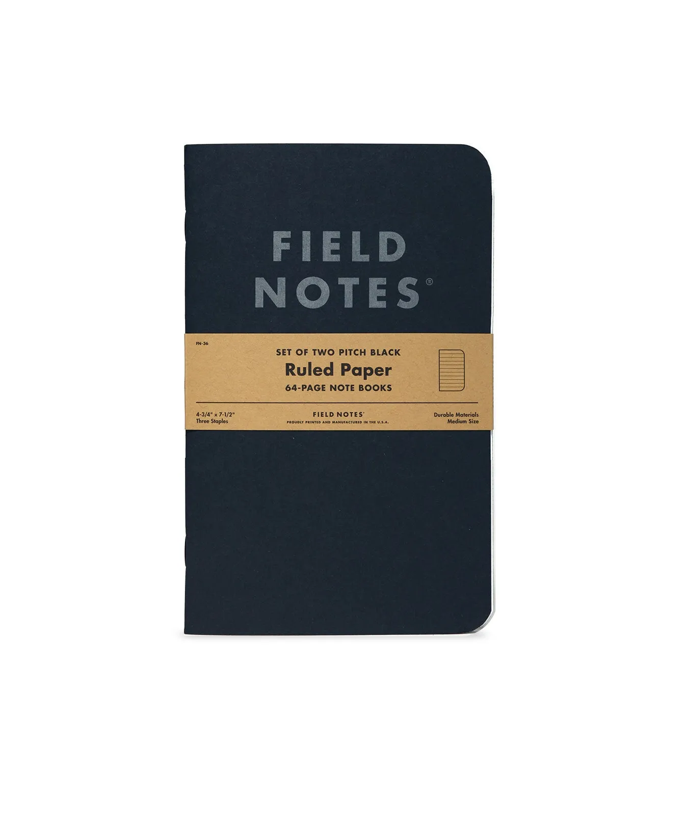 Field Notes Pitch Black Notebook Ruled 2 Pack