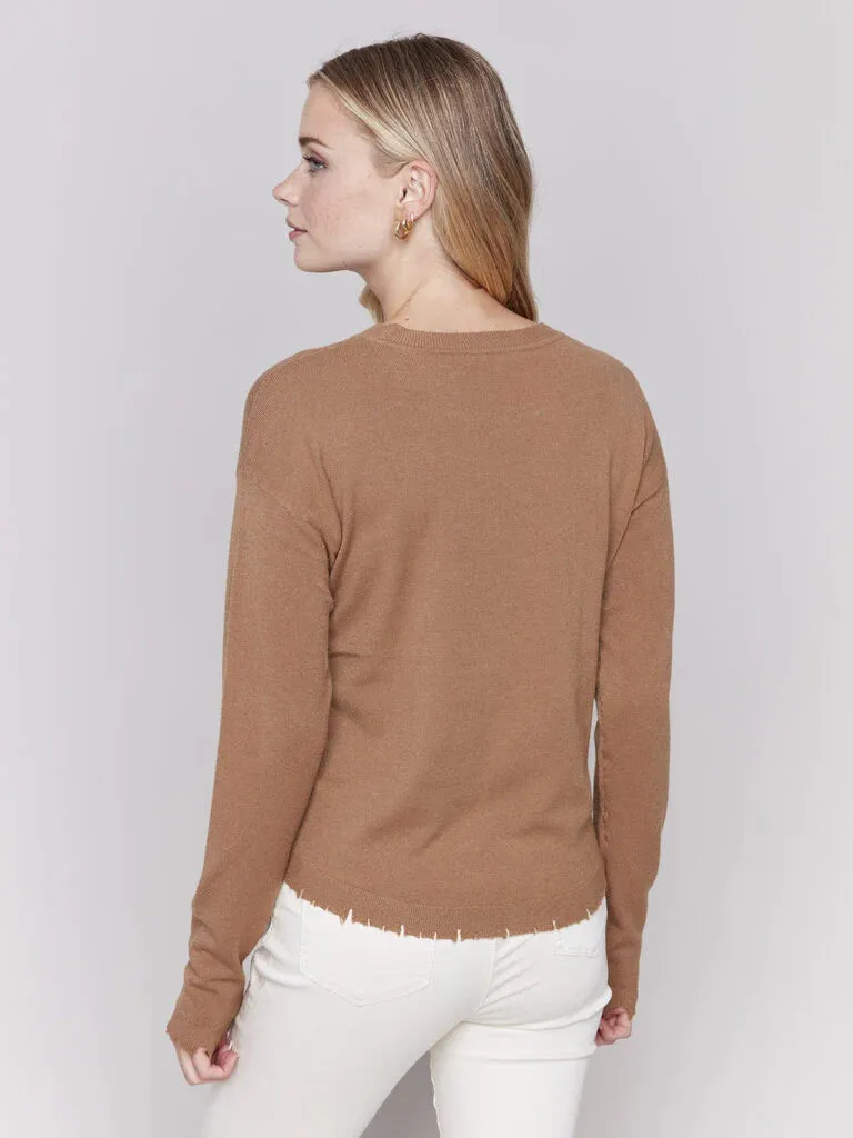 FRAYED EDGE HEM SWEATER