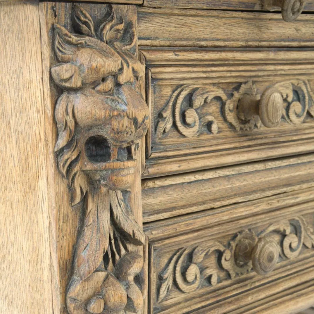 French Antique Ornate Wooden Desk, Circa 1820