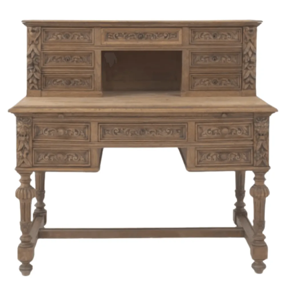 French Antique Ornate Wooden Desk, Circa 1820