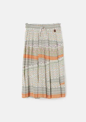 Girls Multi Printed Midi Skirt