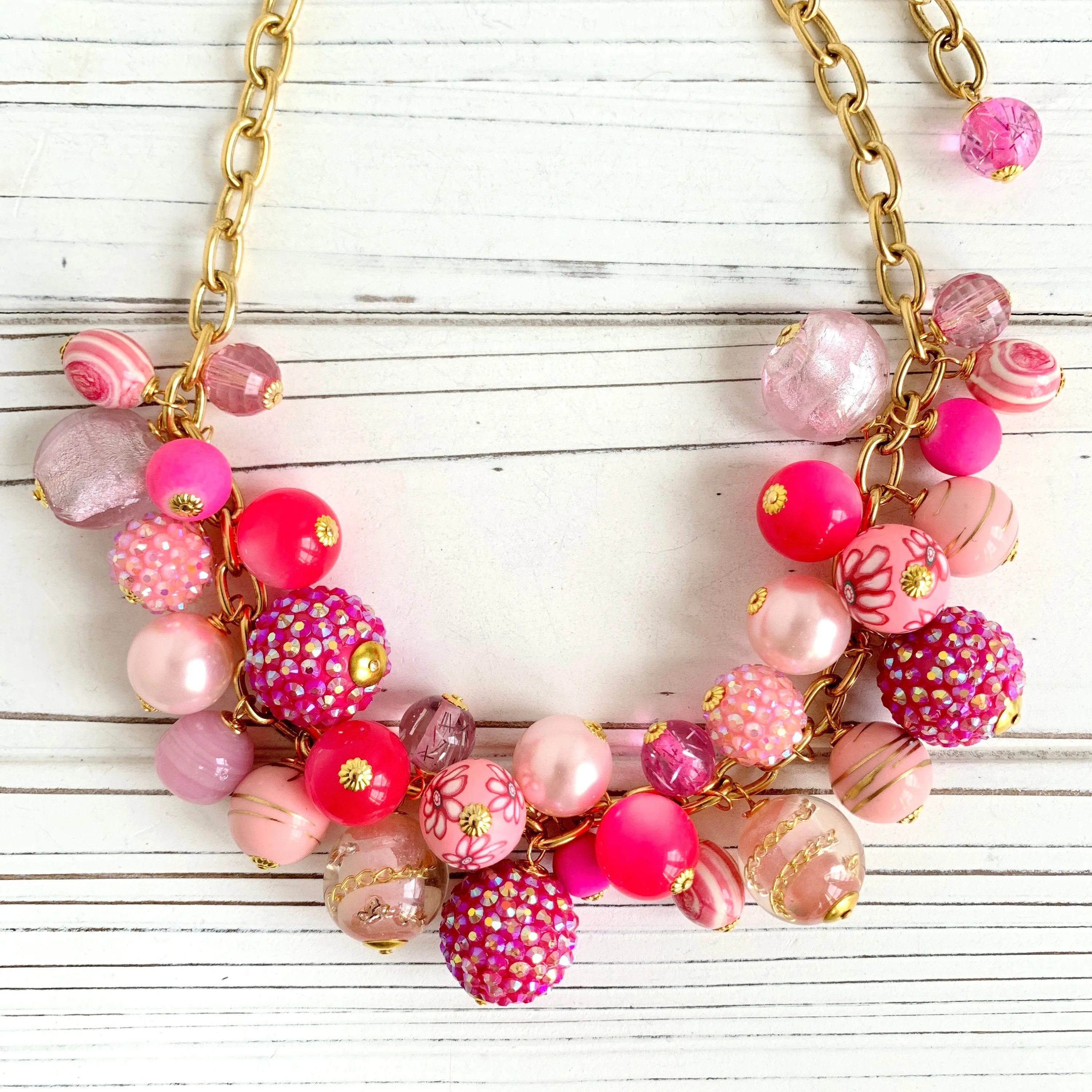 Hot Pink Beaded Necklace