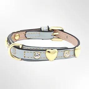 Hundehalsband Leder mit Strasssteinen Gold Edition Turin