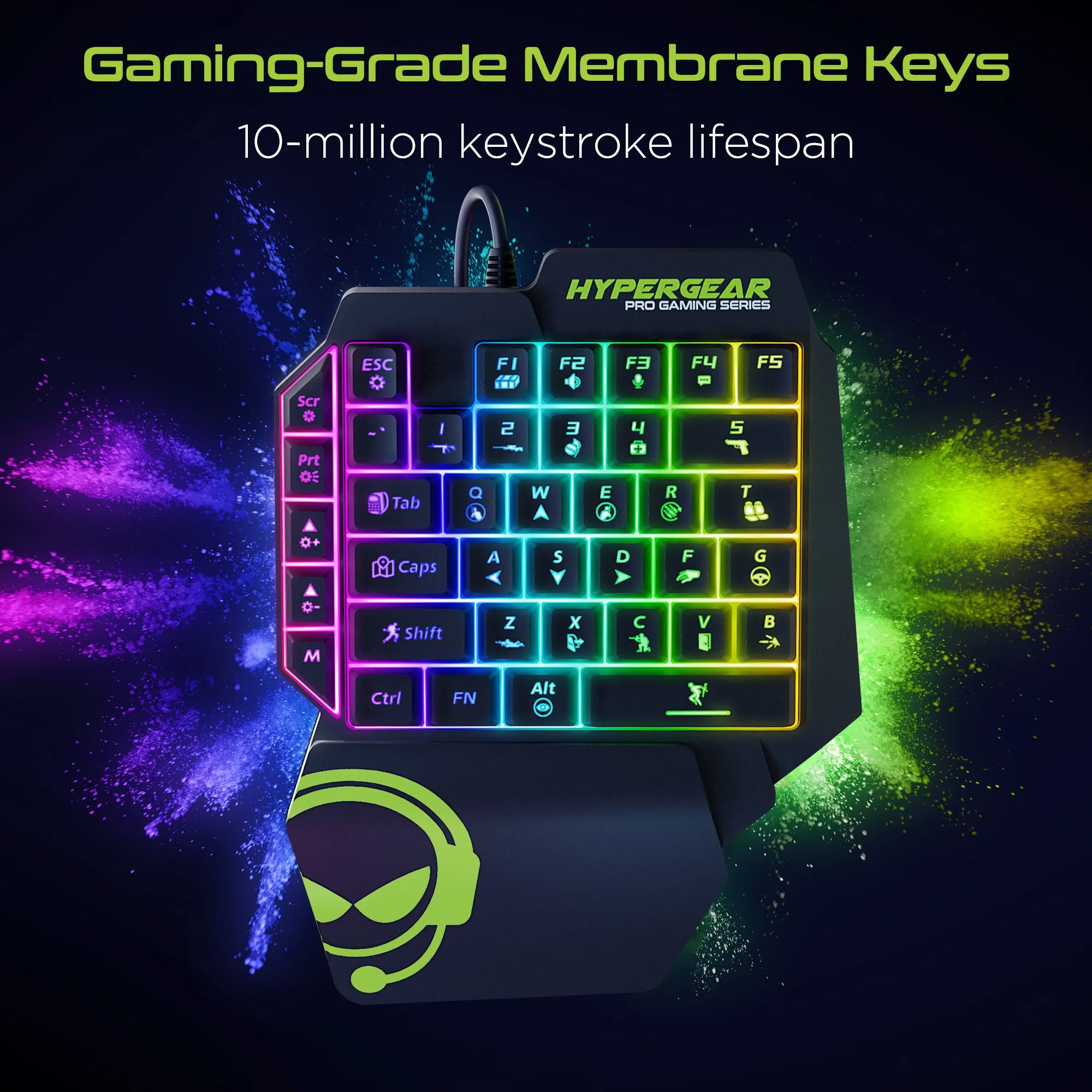 HyperGear KeyVictory One-Handed Gaming Keypad Black