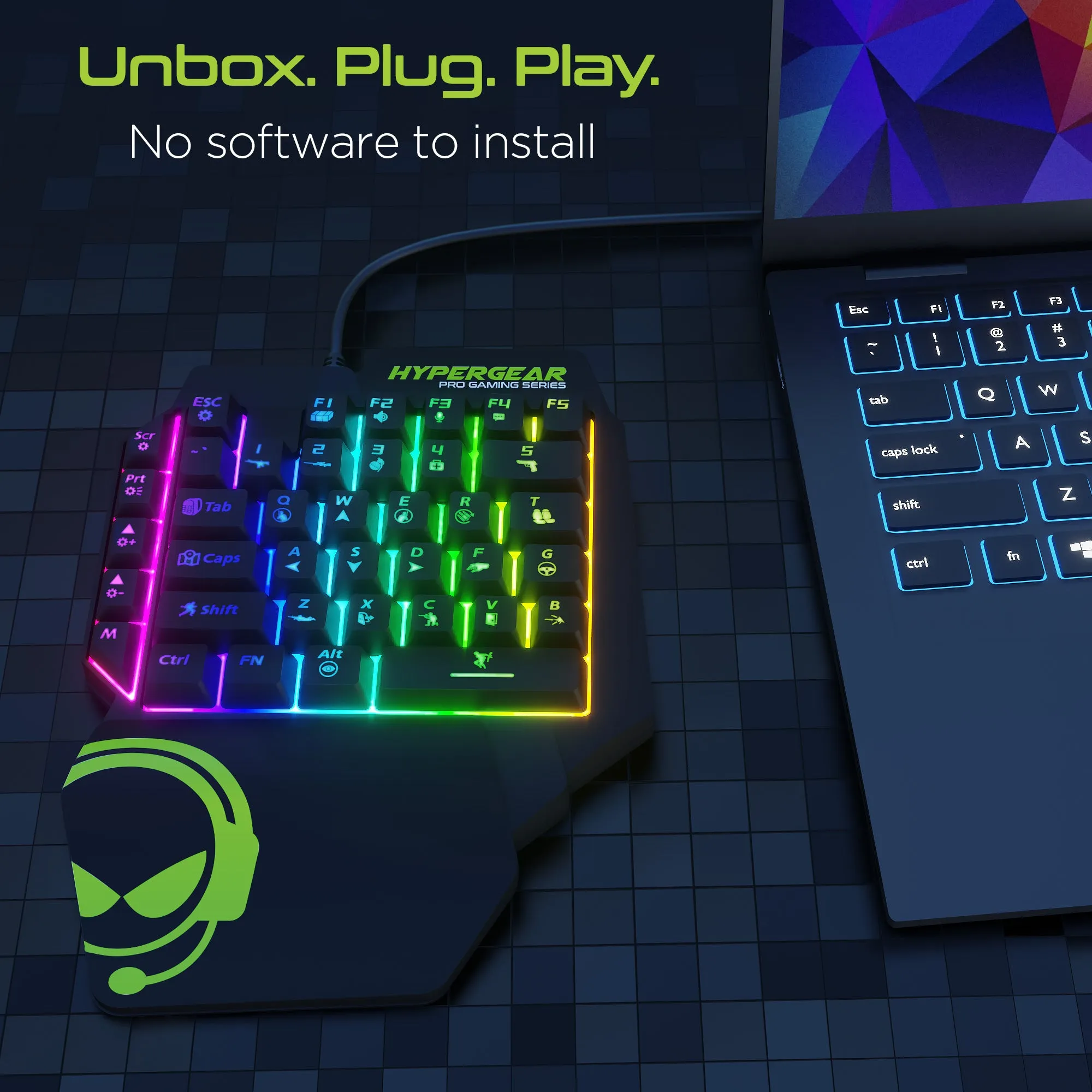 HyperGear KeyVictory One-Handed Gaming Keypad Black