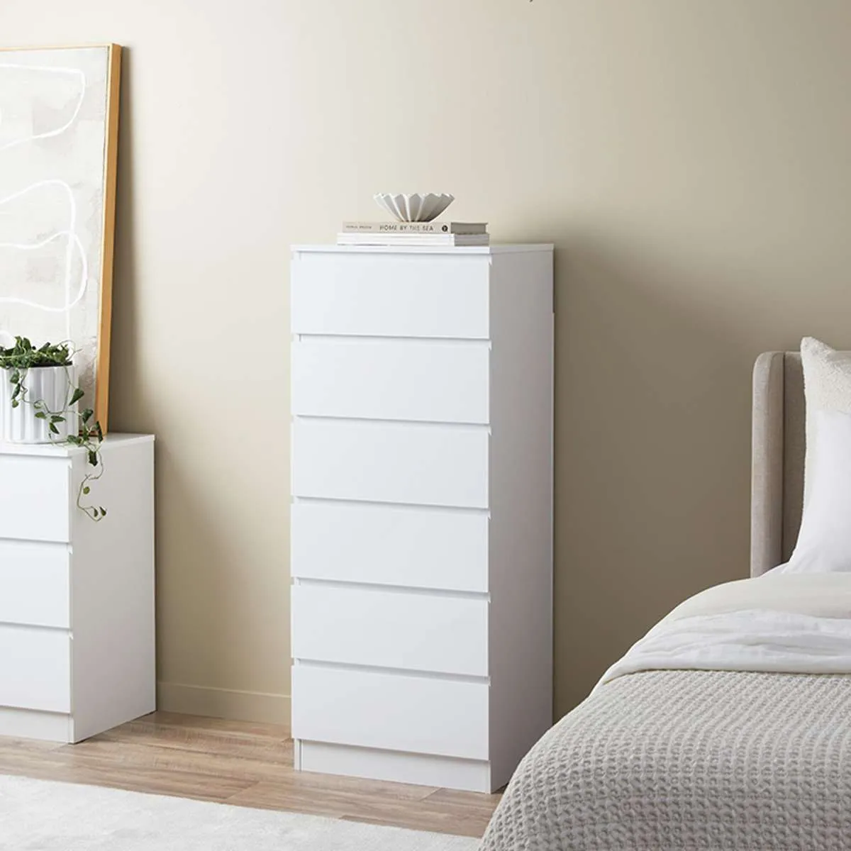 Jolt Six Drawer - Slim - White