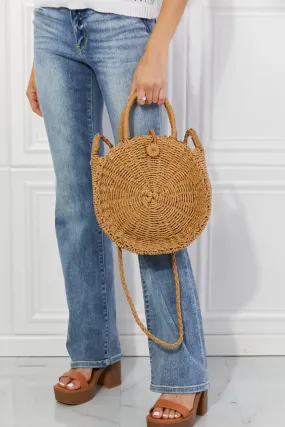 Justin Taylor Feeling Cute abgerundete Rattan-Handtasche in Kamel