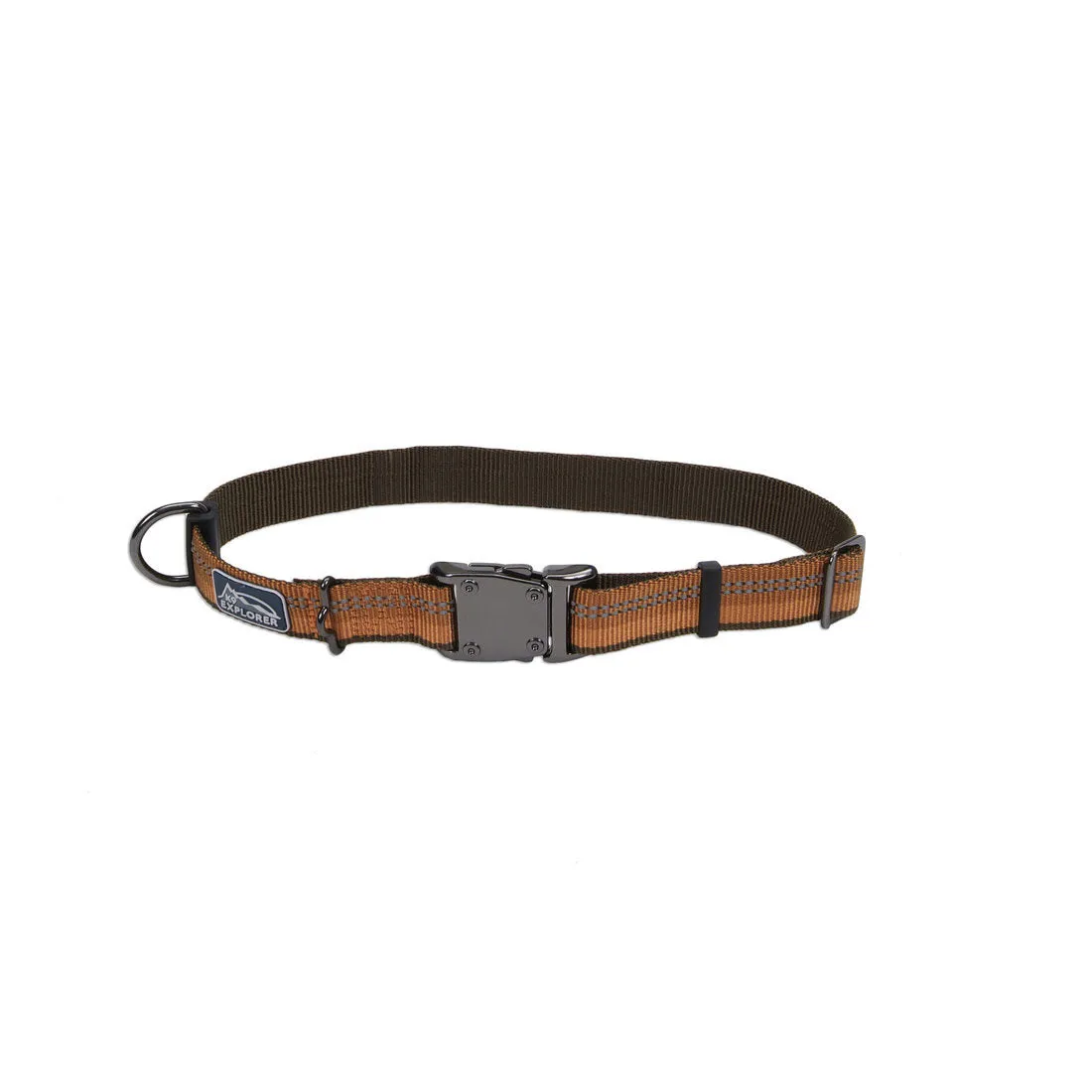 K9 Explorer Reflective Adjustable Dog Collar, Brown Large