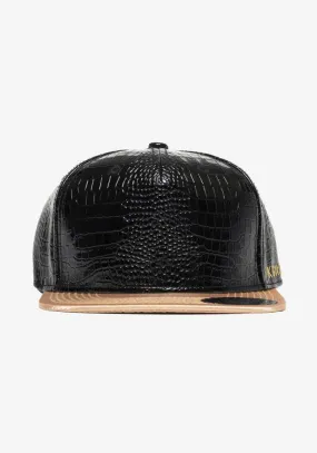 Konus Men's Alligator Skin Snapback in Black/gold