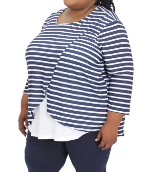 Ladies Stripe Cross Over Top