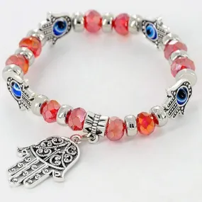 Let No Trouble Come Hamsa Dainty Stretchy Bracelet