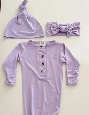 May Newborn Knotted Gown Set  | Lavender