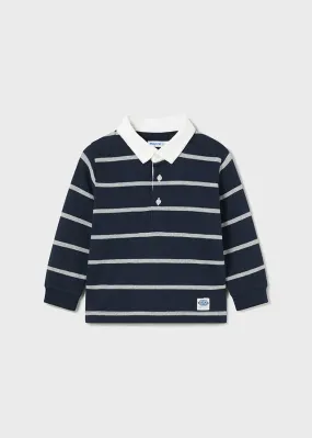 Mayoral 2185 024 - Navy Long Sleeve Stripe Polo